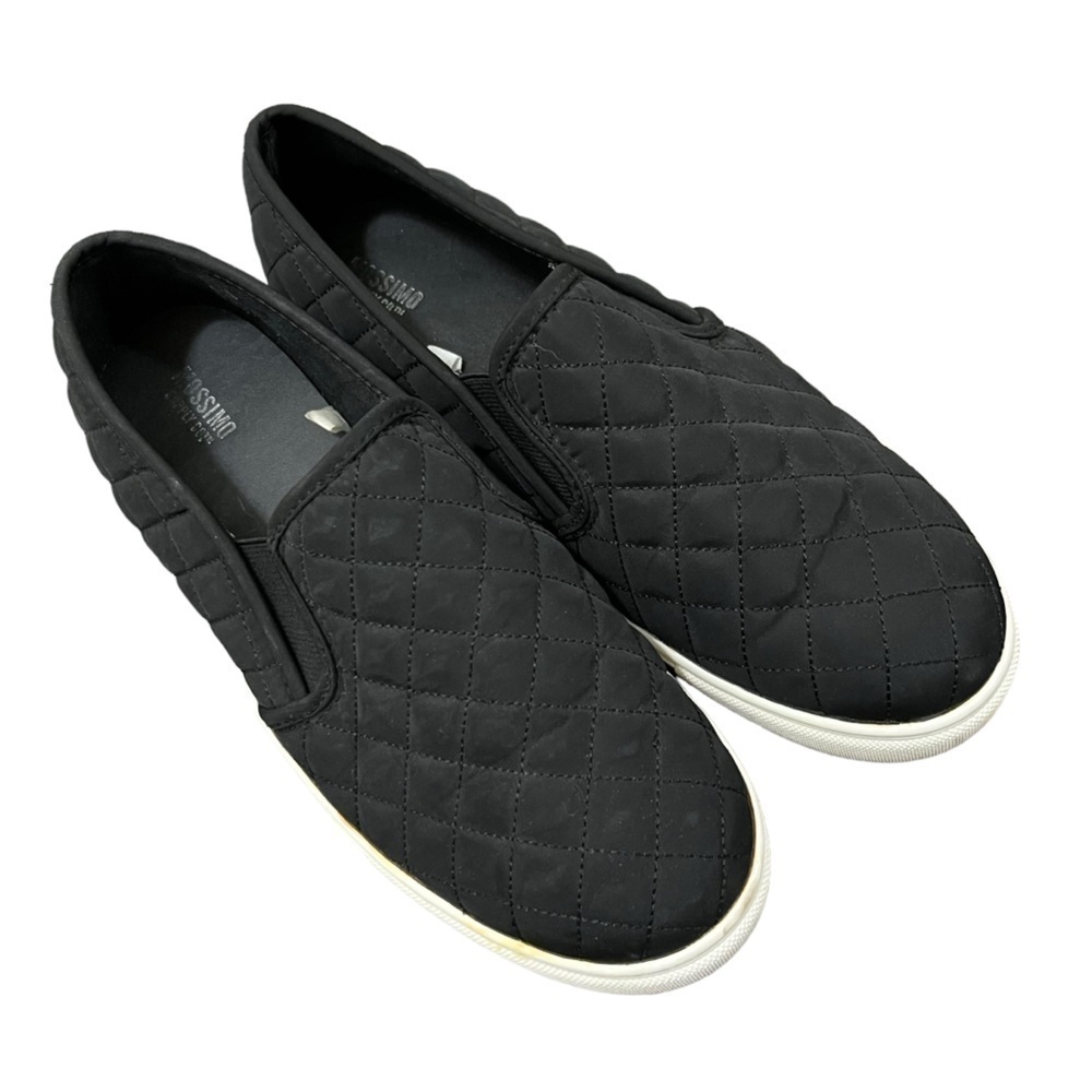 Mossimo Black Quilted‎ Fabric Slip On Casual Sneakers 8.5
